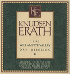 Knudsen Erath Winery 1991 Willamette Valley Dry Riesling Wine Label