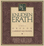 Knudsen Erath Winery 1991 Oregon Cabernet Sauvignon Wine Label