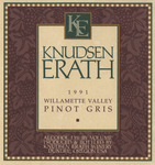 Knudsen Erath Winery 1991 Willamette Valley Pinot Gris Wine Label