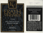 Erath Vineyards 1996 Willamette Valley Pinot Noir Wine Label