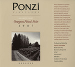 Ponzi Vineyards 1987 Reserve Willamette Valley Pinot Noir Wine Label