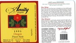 Amity Vineyards 1991 Oregon Pinot Noir Wine Label by Amity Vineyards