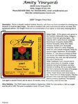 Amity Vineyards 1997 Oregon Pinot Noir Information Sheet by Myron Redford
