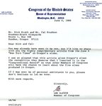 Letter from United States Representative Les AuCoin to Dick Erath and Cal Knudsen by Les AuCoin