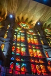 Stained glass window inside la Sagrada Familia by Meghan Mullaly